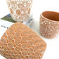 Orange Pattern Ceramic Flowerpot - Modern Design Style, Tabletop Vase, Eco-Friendly, 13.5x13.5x12.5cm