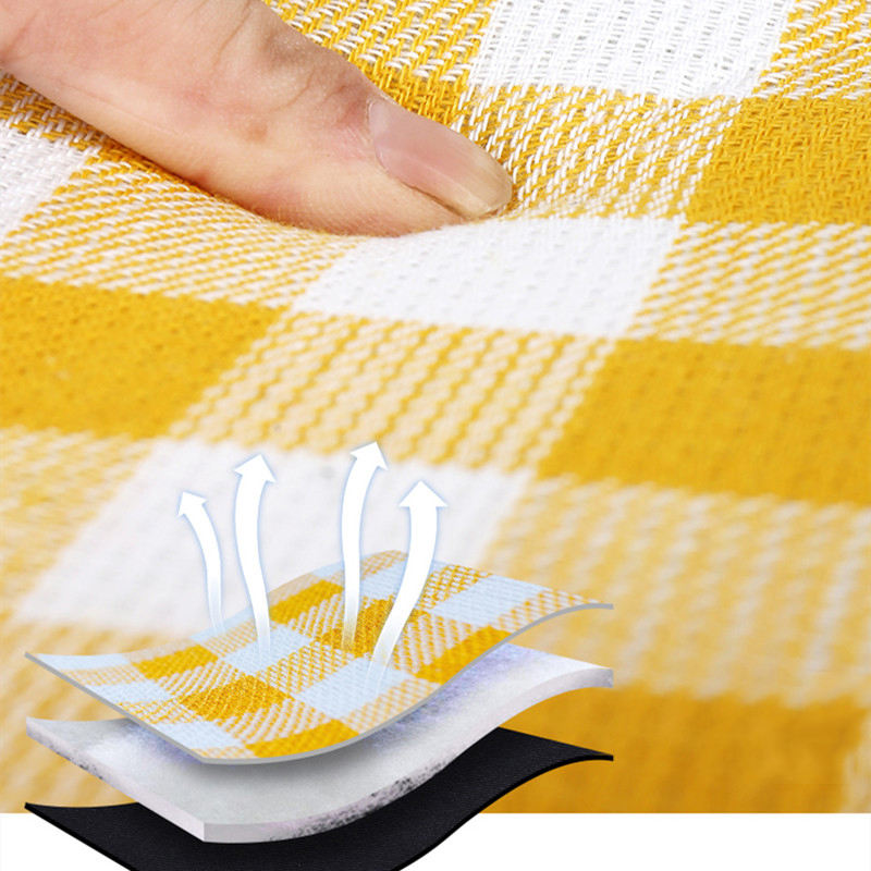 Yellow/White Grid Pattern 200x200cm Camping Mat - Waterproof Foam+Fleece, Cotton, Outdoor Use