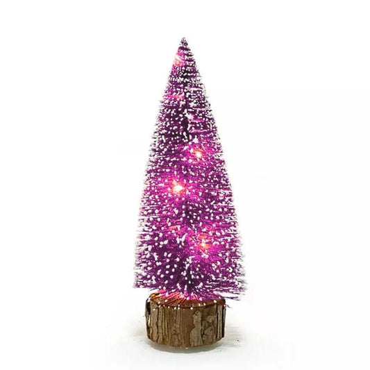 Pink Eco-friendly Pine Needle LED Table Mini Trees Artificial Colorful Mini Christmas Tree with Lights 12cm