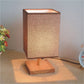 Modern Square Wooden Base Table Lamp Fabric Lampshade Indoor Led Table Lamp Restaurant