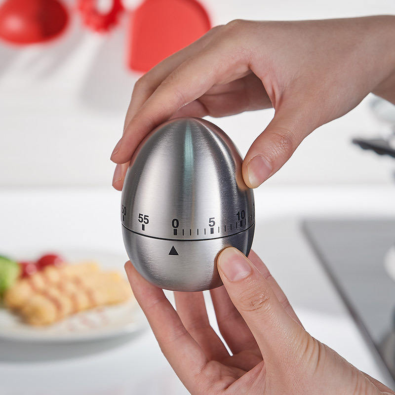 Egg Shape 60 Minutes Timer Kitchen Tools Stainless Steel Rotating Alarm Count Down Mechanical Timer