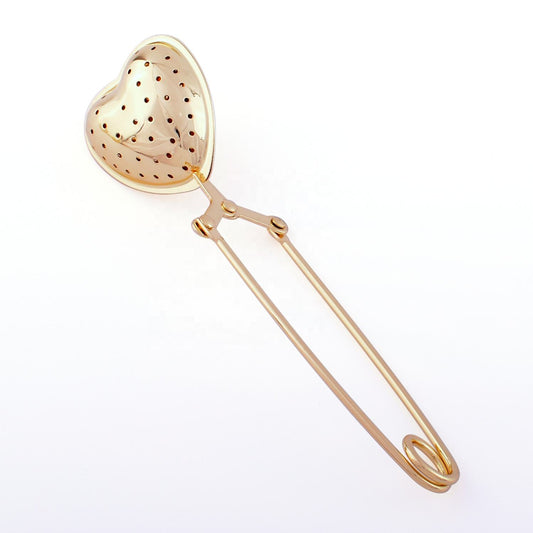 Gold Color Heart Shape Stainless Steel Tea Inufser