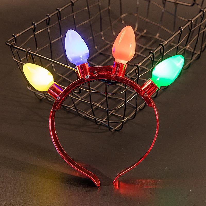 Halloween Christmas Clover Five-pointed Star Bulb Plastic Hairband Glow Light Up Led Headband