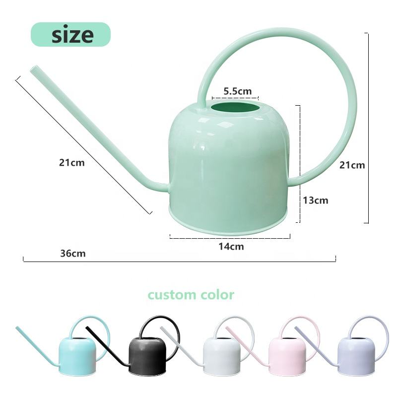 1.6L Custom light green indoor watering can metal steel watering can Gardening watering can long spout easy houseplants