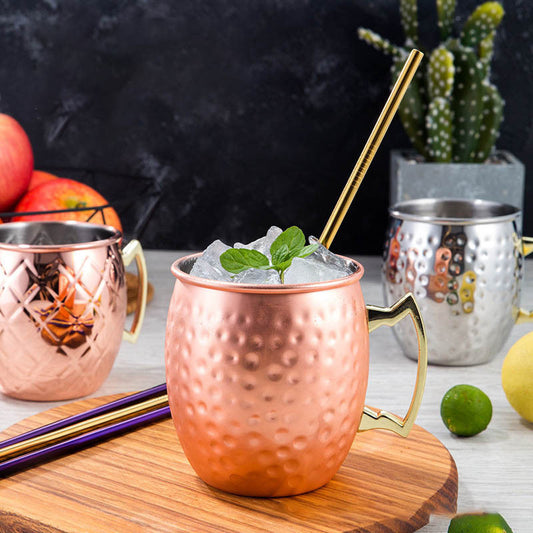 Moscow Mule Rosegold 500ml Hammered Barrell Copper Plated Cups