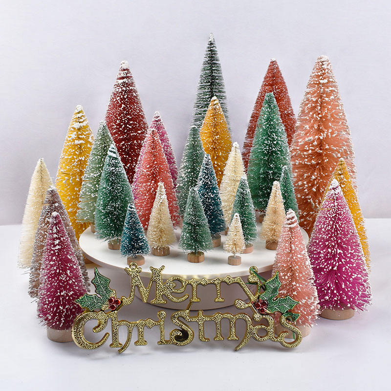 Gold Christmas Tree Sisal Silk Cedar Pine Tree Mini Christmas tree lights 23cm