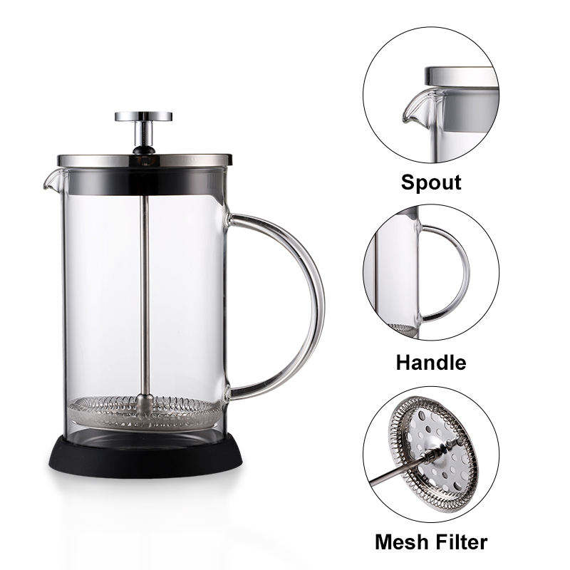 1000ml mini manual high borosilicate glass with lid French press coffee maker