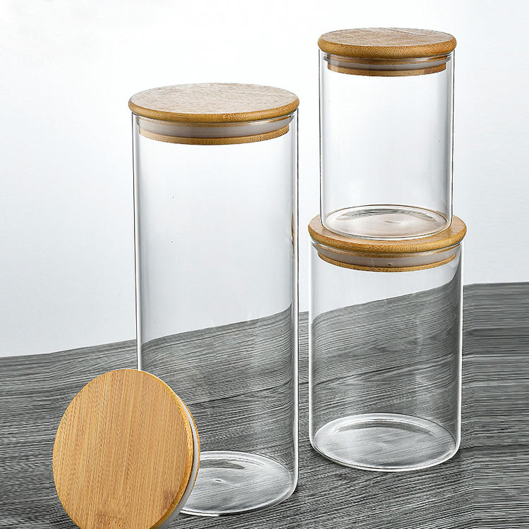 200ml Cylinder storage jar with bamboo lid