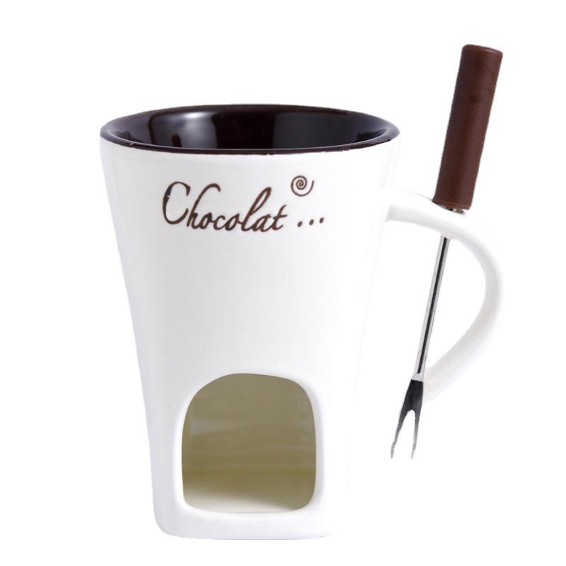 Brown chocolate warmer ceramic cheese chocolate fondue set