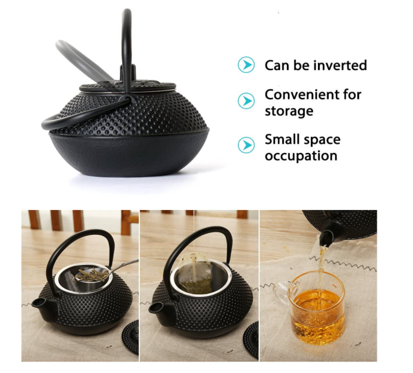 0.9 LITRE CAST IRON TEAPOT BLACK