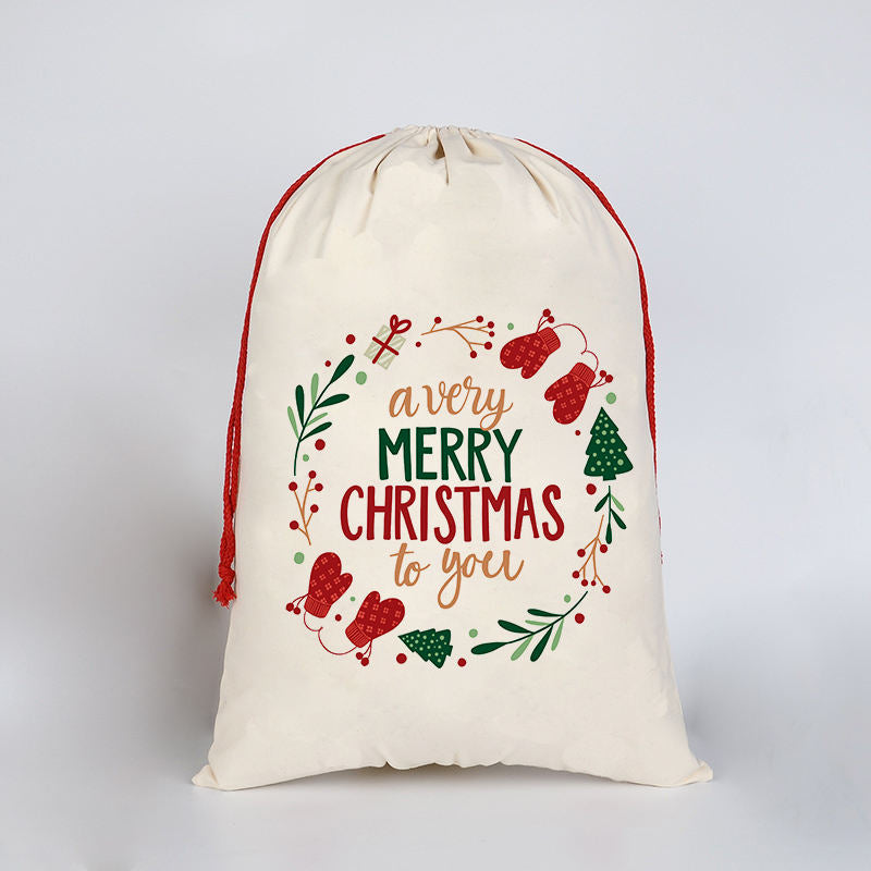 Christmas Large Sack Bag S13 - Festive Red Santa Claus Gift Bag for Holiday Presents - Durable Fabric with Drawstring Closure