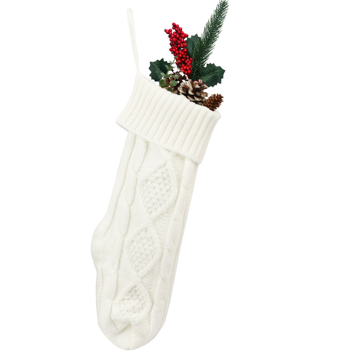 18 Inch High-end Knitting Red White Green Xmas Stocking Christmas Stocking