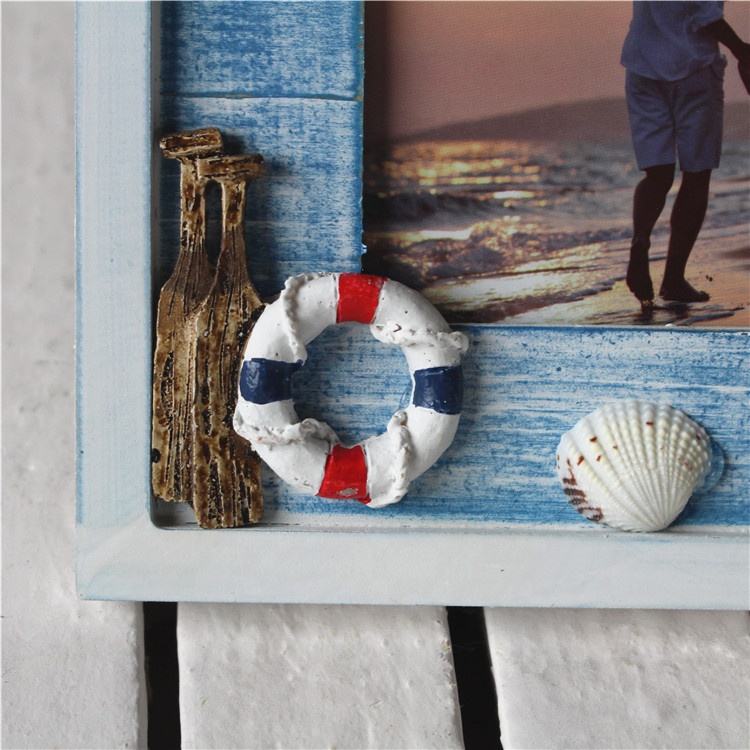 Retro Wooden Ocean-Themed Kids' Photo Frame