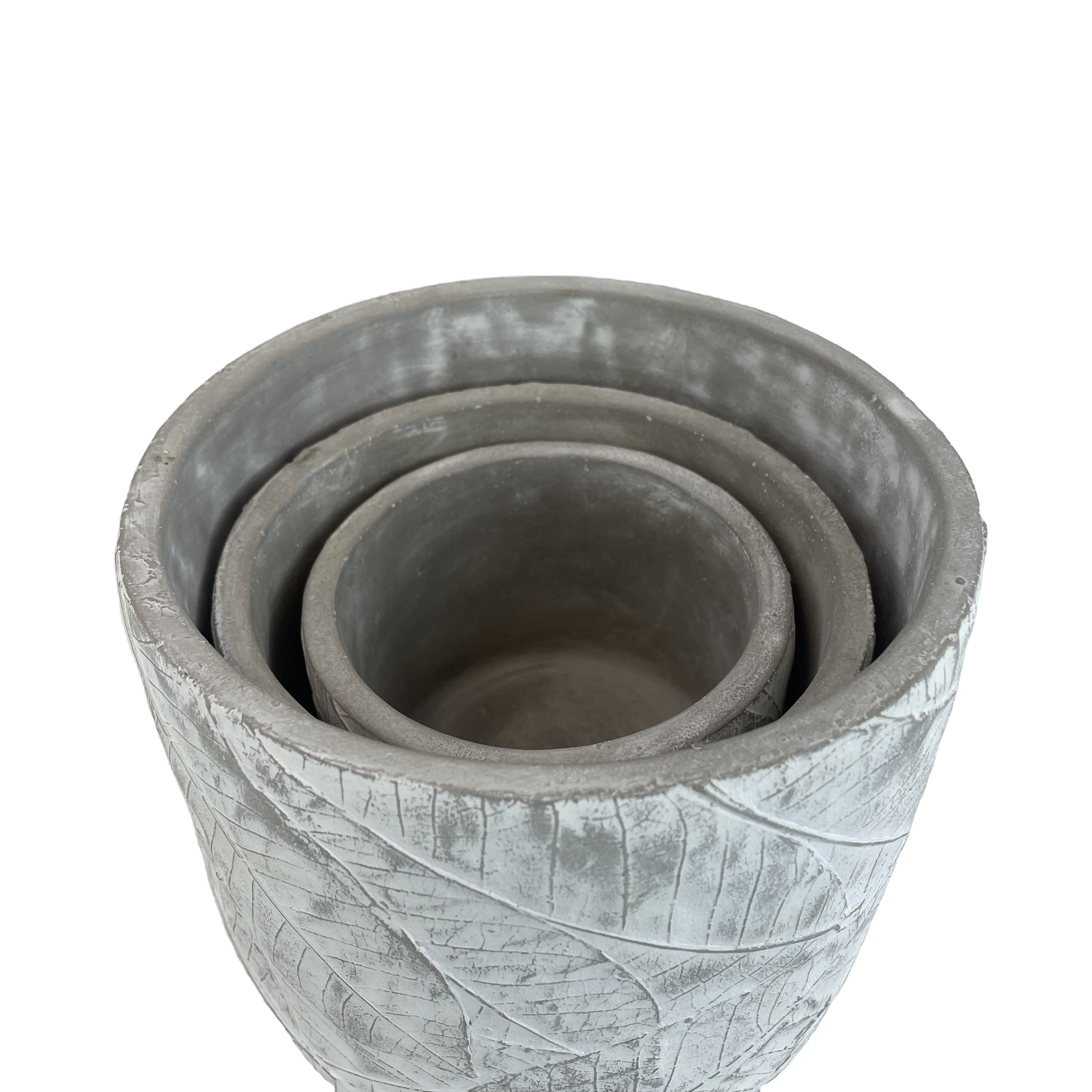 Large White Cement Flowerpot - Nordic Design Style, Eco-Friendly, Round Shape, 17x17x14 CM