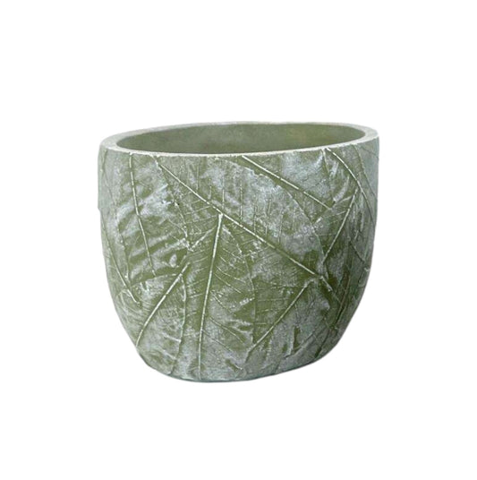 Large Green Cement Flowerpot - Nordic Design Style, Eco-Friendly, Round Shape, 17x17x14 CM