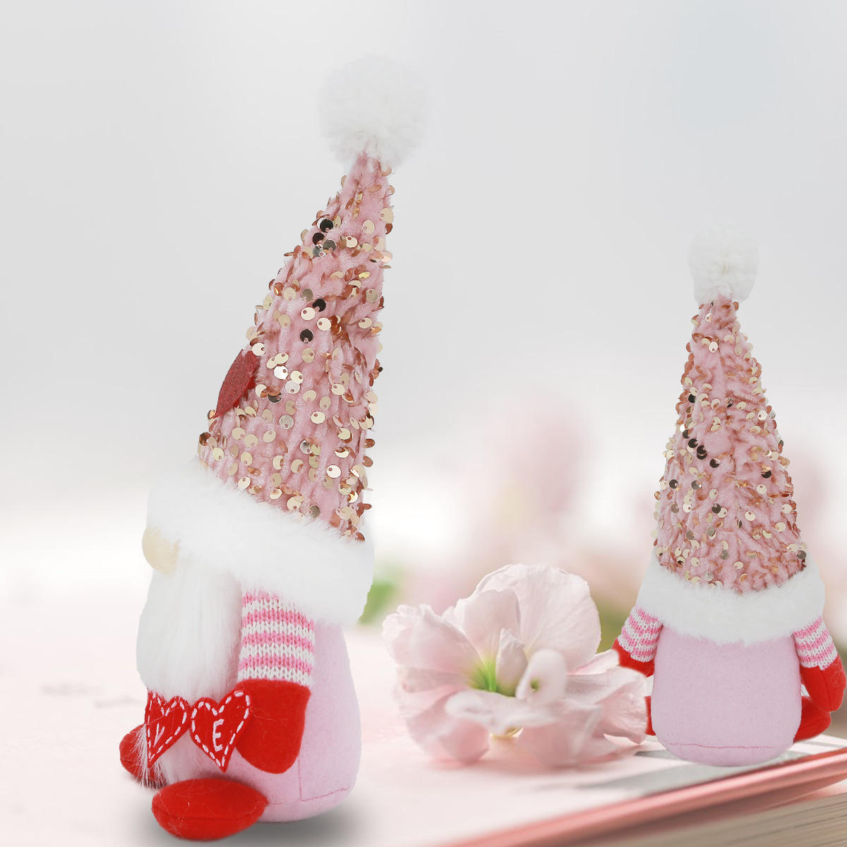 Pink Couple valentine gnomes doll Sequins valentines day