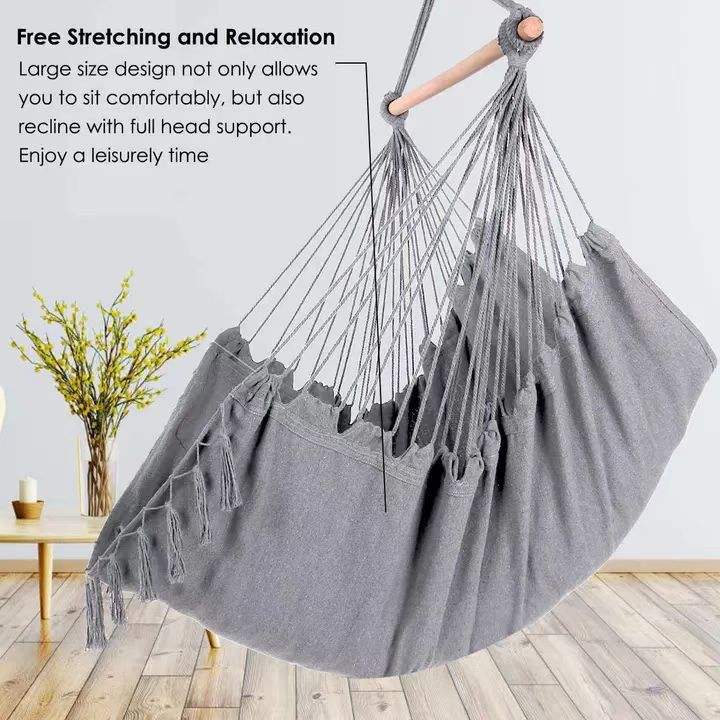 Comfortable Hammock Chair with Soft Cushions - Indoor/Outdoor Hanging Swing Seat for Relaxation and Leisure - Sturdy Cotton Fabric, Includes Hanging Hardware