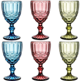 300ml Blue Victorian Vintage Wine Glass Set of 6 - Sustainable Glassware for Wine and Drinks