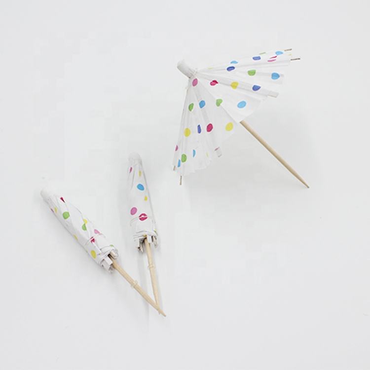 Factory Direct Sales Party Wooden Umbrella Eco-friendly Drink Umbrellas Picks