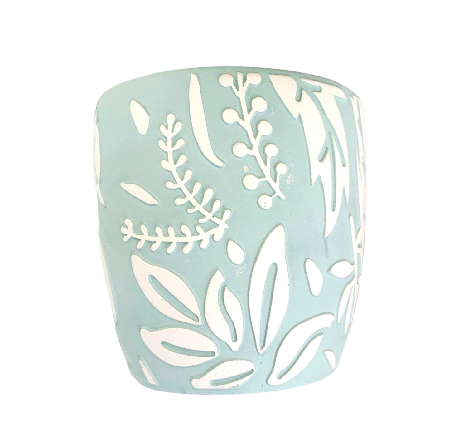 BLUE CERAMIC FLOWERPOT WITH TRAY