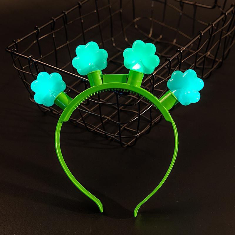 Halloween Christmas Clover Five-pointed Star Bulb Plastic Hairband Glow Light Up Led Headband