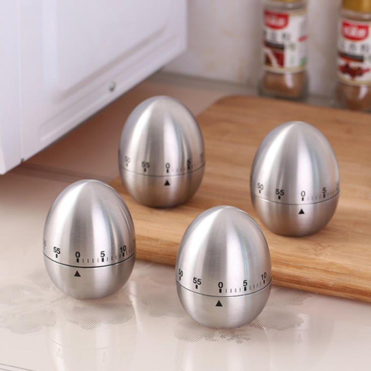 Egg Shape 60 Minutes Timer Kitchen Tools Stainless Steel Rotating Alarm Count Down Mechanical Timer