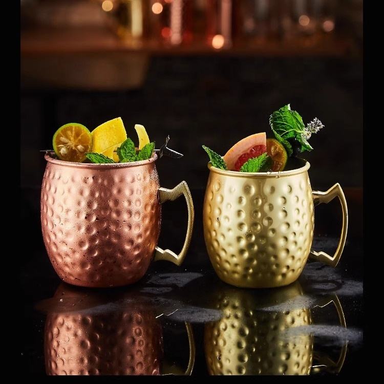 Moscow Mule Barrell Copper Plated Cups Rosegold 60ml Hammered