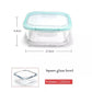 Food Storage Container 1200ml Square Clear Bento Glass Lunch Box Salad Bowl with Bamboo Cover