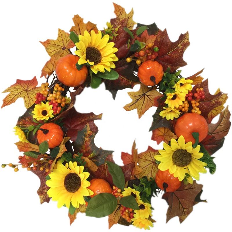 Chrysanthemum pumpkin Berry Maple Leaf Wreath?43CM