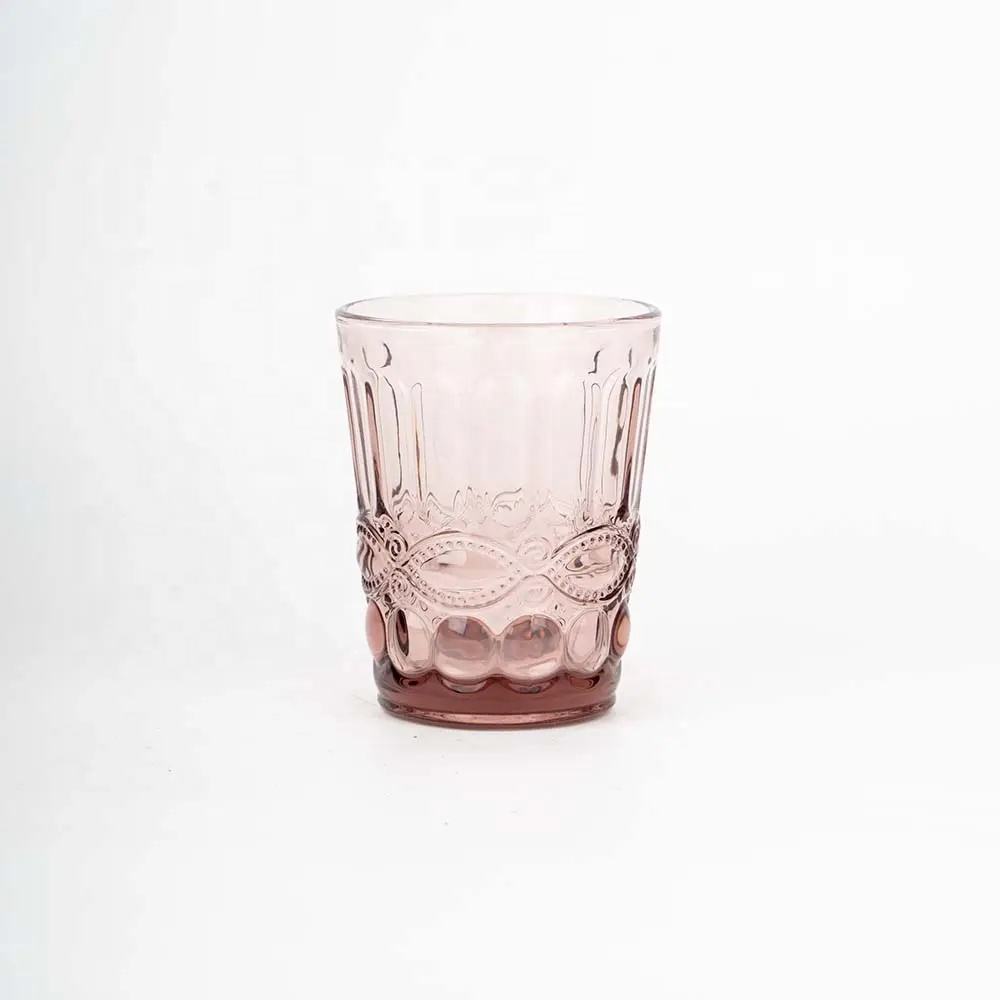 Embossed glass water cup amber 300ml