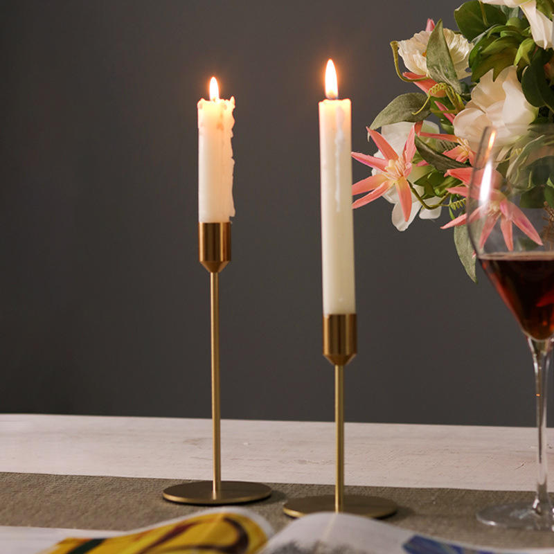 Metal plating/painted candle holder set