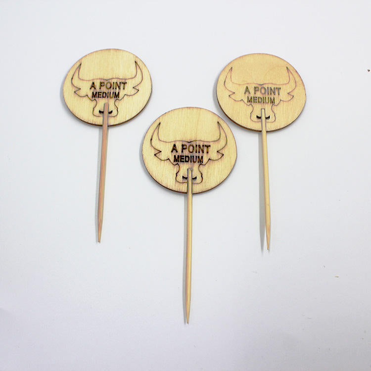 Nice Popular Custom Bamboo Wooden Christmas Decoration Disposable Happy Birthday Cake Picks