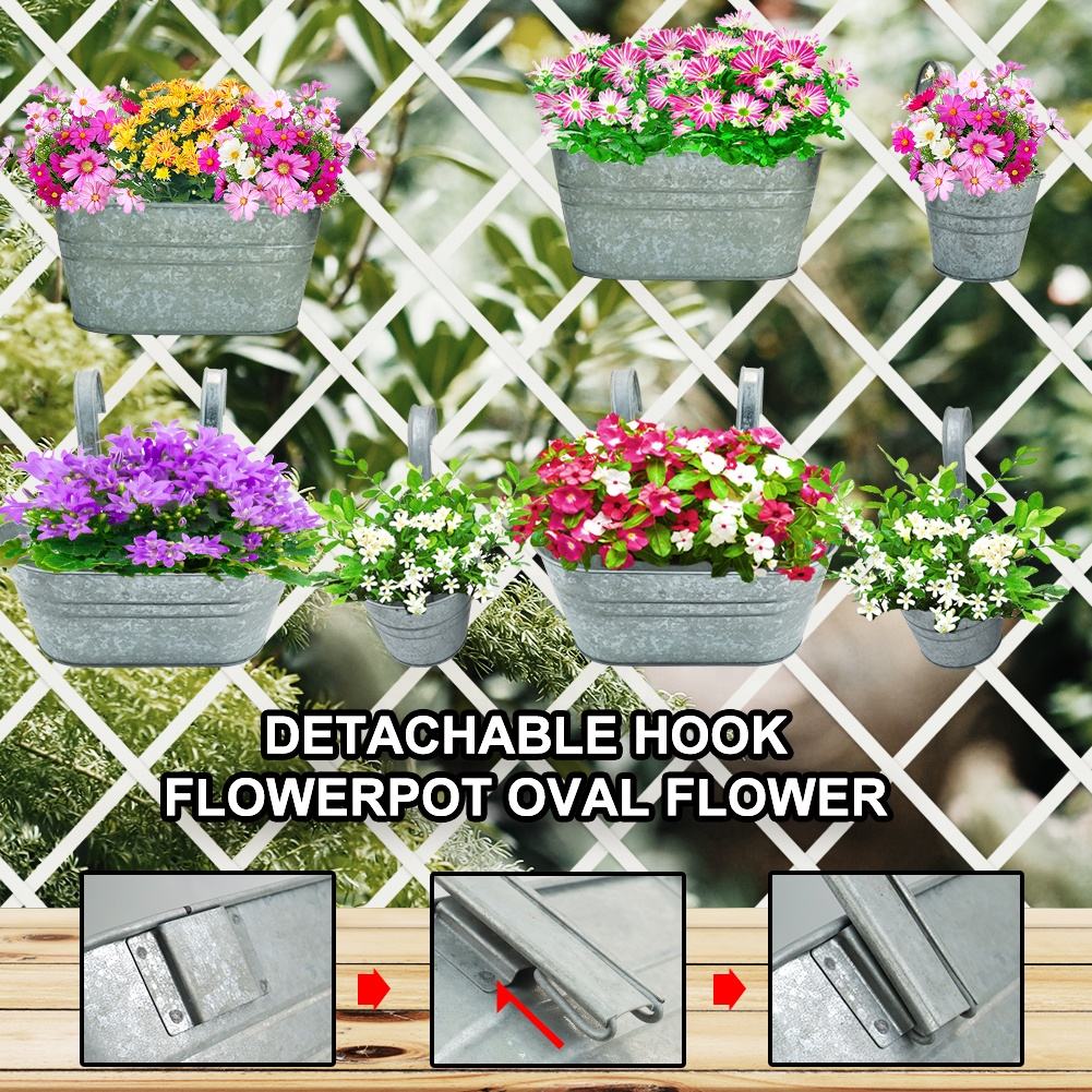 Galvanized Hanging Flower Pot With Removable Hooks