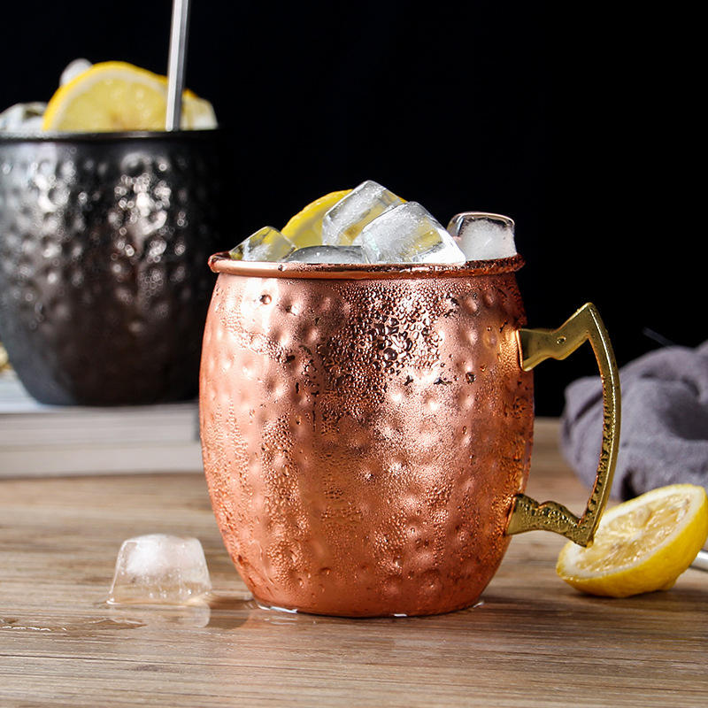 Moscow Mule Rosegold 500ml Hammered Barrell Copper Plated Cups