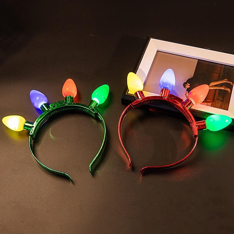 Halloween Christmas Clover Five-pointed Star Bulb Plastic Hairband Glow Light Up Led Headband