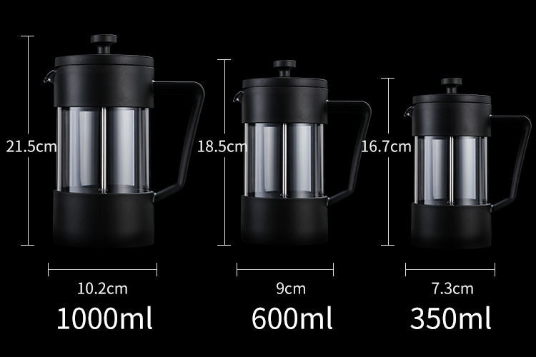 Coffee Tea 350ml French Press Plastic Black Heat-resistant Borosilicate Glass French Press Coffee Maker