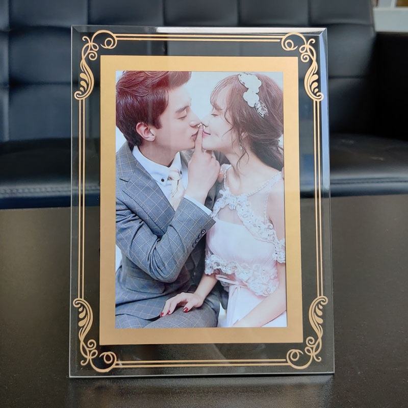 Luxury Crystal glass photo frame table wedding family portrait lace framed