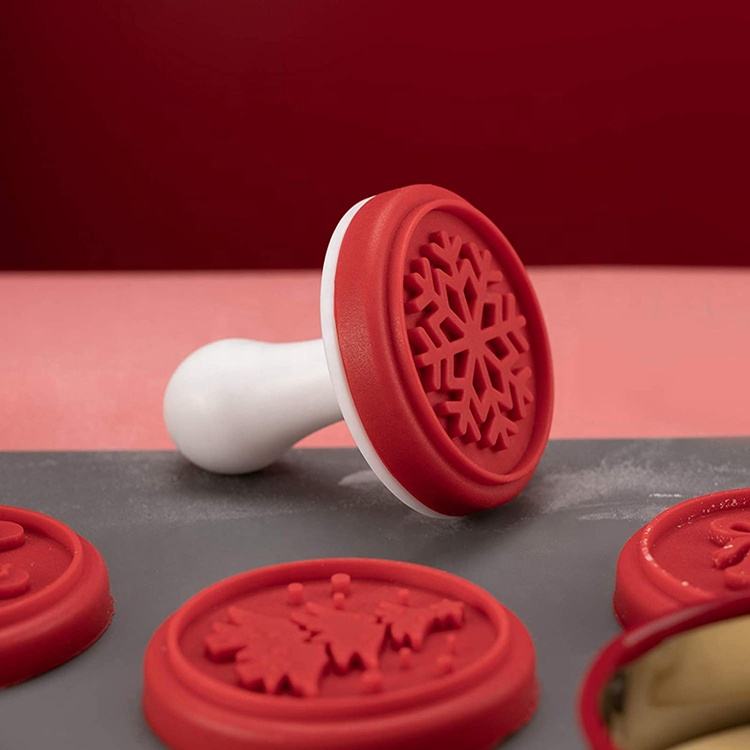 Set of 6 Silicone Cookie Stamps - Sustainable, Lightweight, Silicone Rubber Stamp Set