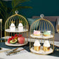 2-Tier Marble Dessert Stand with Metal Birdcage – Elegant Cake & Snack Display