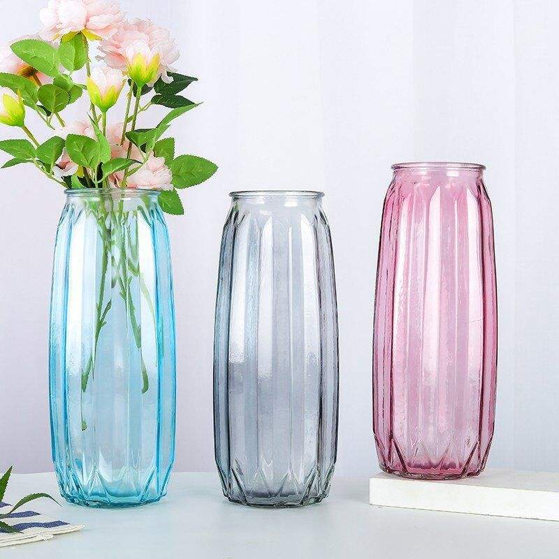 New rich bamboo flower vase 30cm vertical edge glass