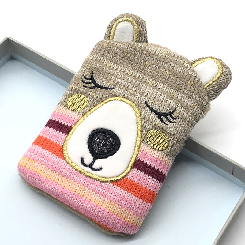 Lovely bear pattern portable instant heat reusable hand warmer with knitted