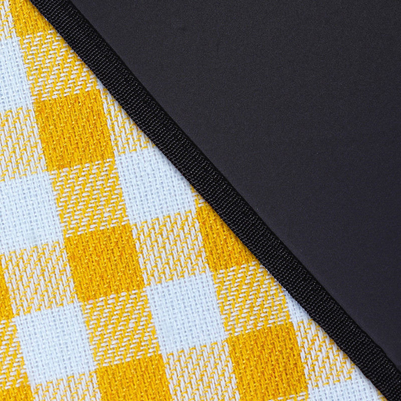 Yellow/White Grid Pattern 200x200cm Camping Mat - Waterproof Foam+Fleece, Cotton, Outdoor Use