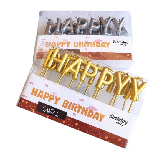 Happy Birthday Letter Candle Party Decoration Gold