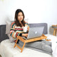 Small table on bed Wooden tea table Foldable computer table on bed Simple small bamboo bed table for rent