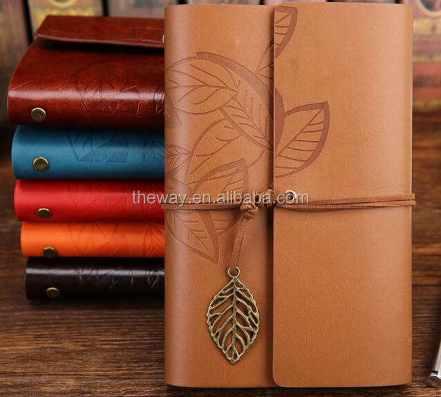 Vintage PU Leather Cover Loose Leaf Blank Journal Notebook travel Spiral Notebook