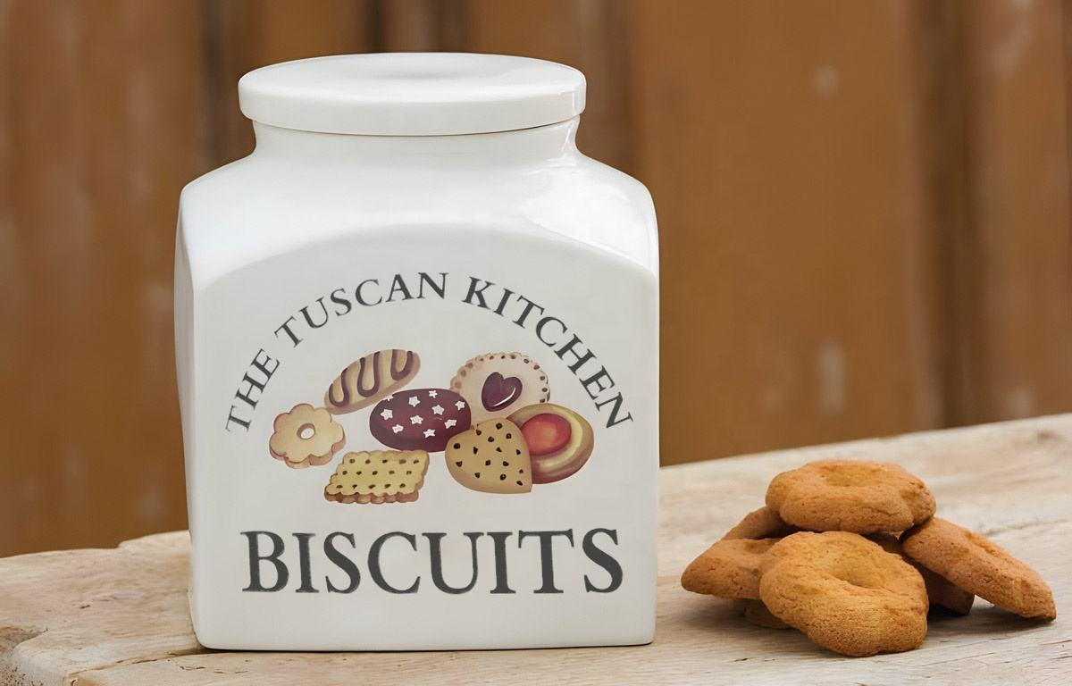 Tuscan Kitchen Porcelain Square 3.5L Cannister Biscuits