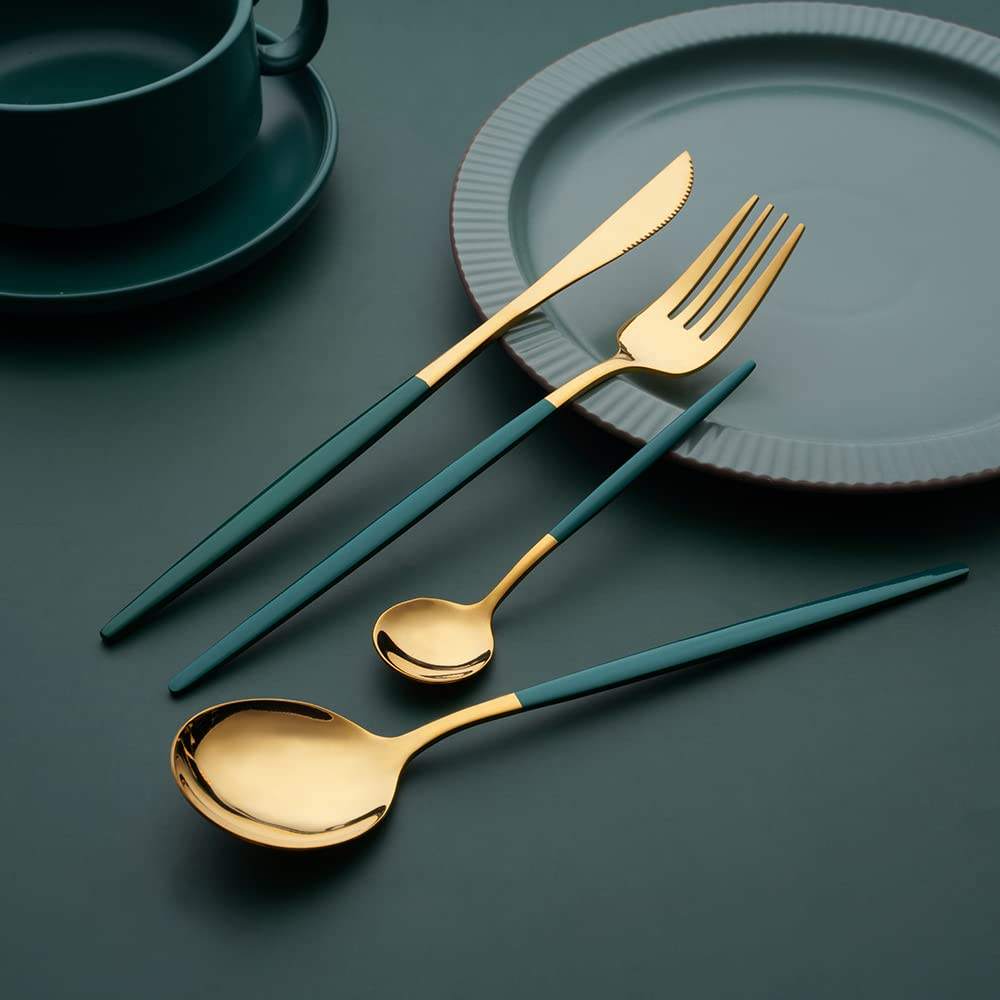 Portugal-Gold & Green Cutlery Set