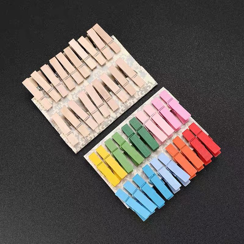 Jimao Wholesale Handmade Mini Wooden Clips Custom Color Craft Hanging Clips Small Wooden Clothespin for Home