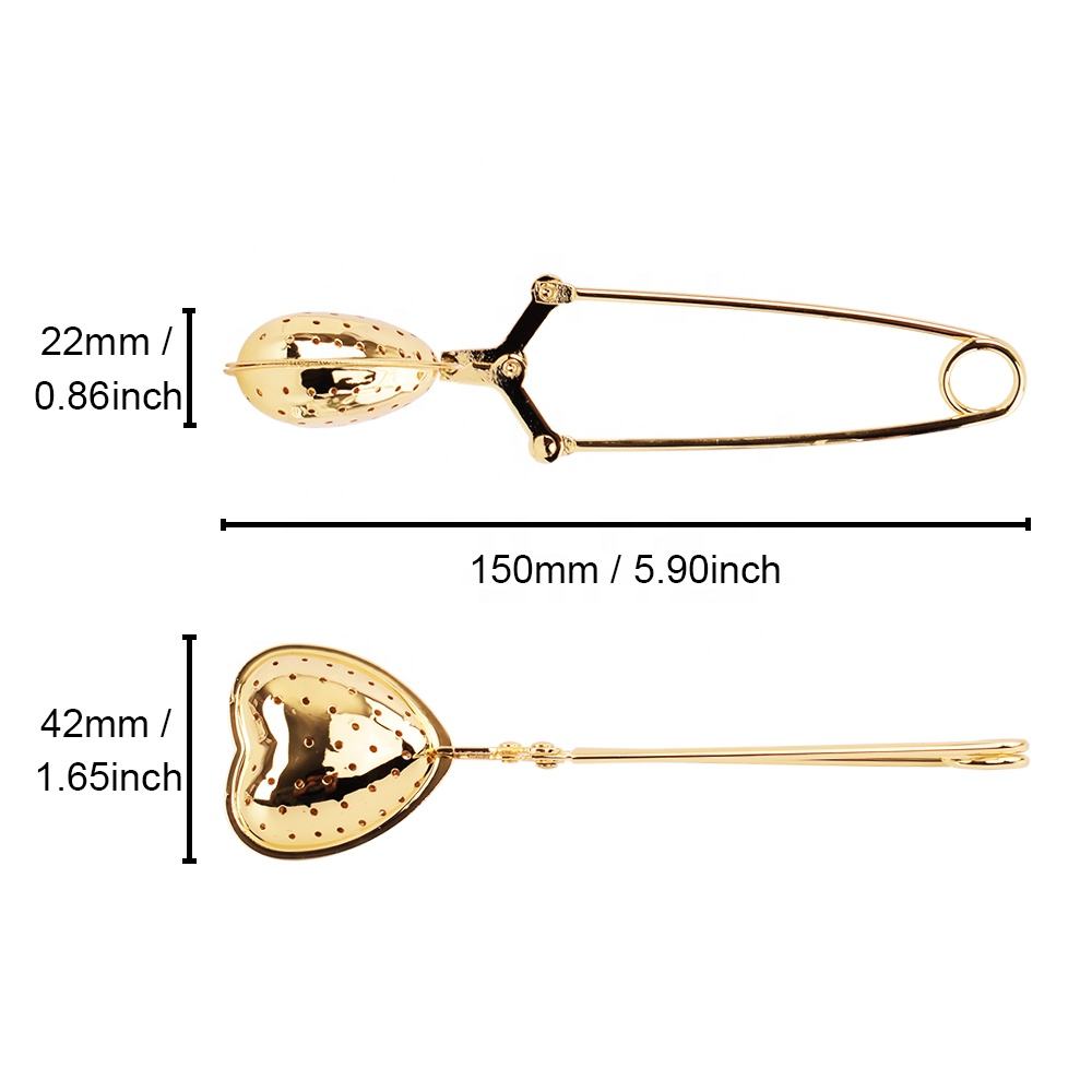 Gold Color Heart Shape Stainless Steel Tea Inufser