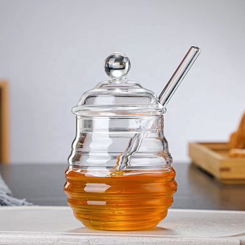 Clear 250ml Glass Honey Jar with Dipper